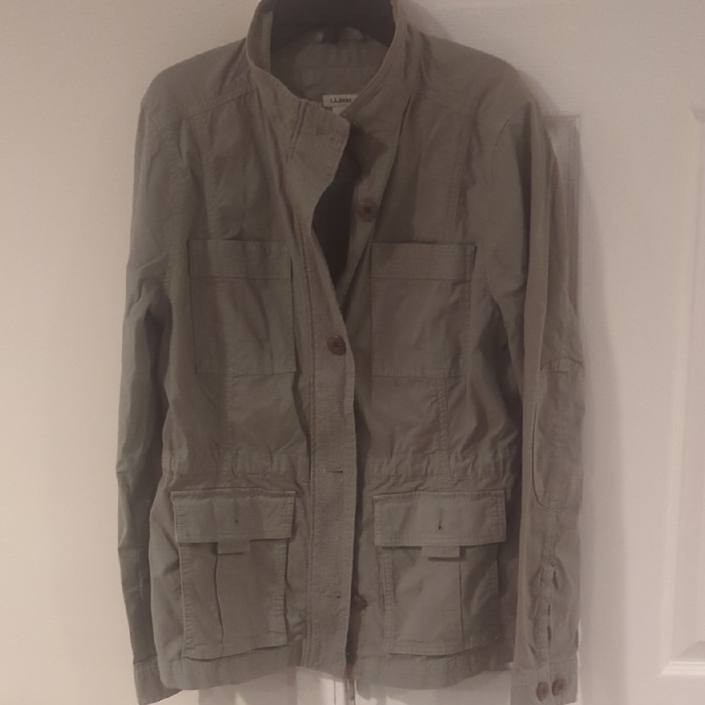 L.L. Bean Tan Utility Jacket Lightweight Cotton Blend